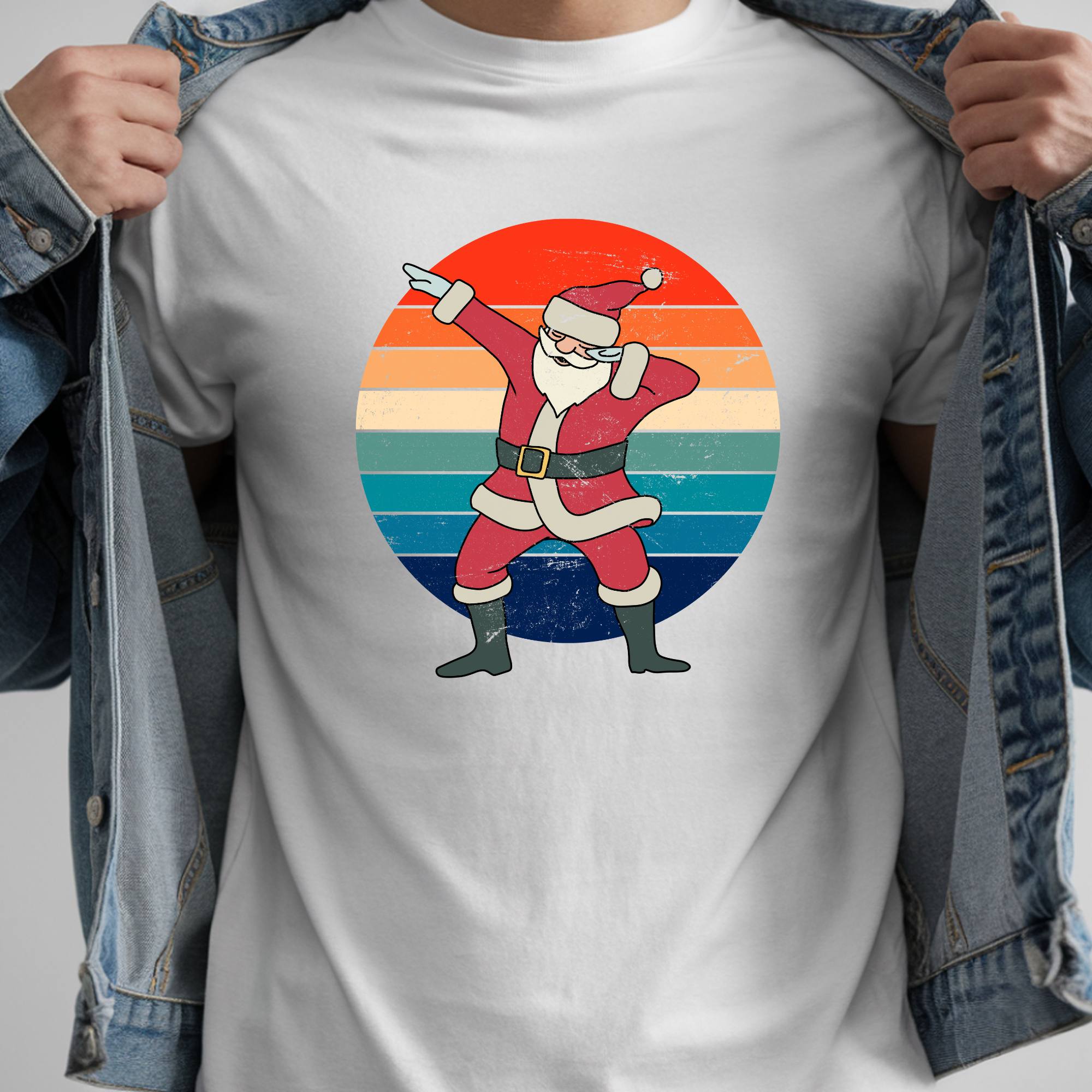 TRICOU ALB UNISEX "DABBING SANTA"