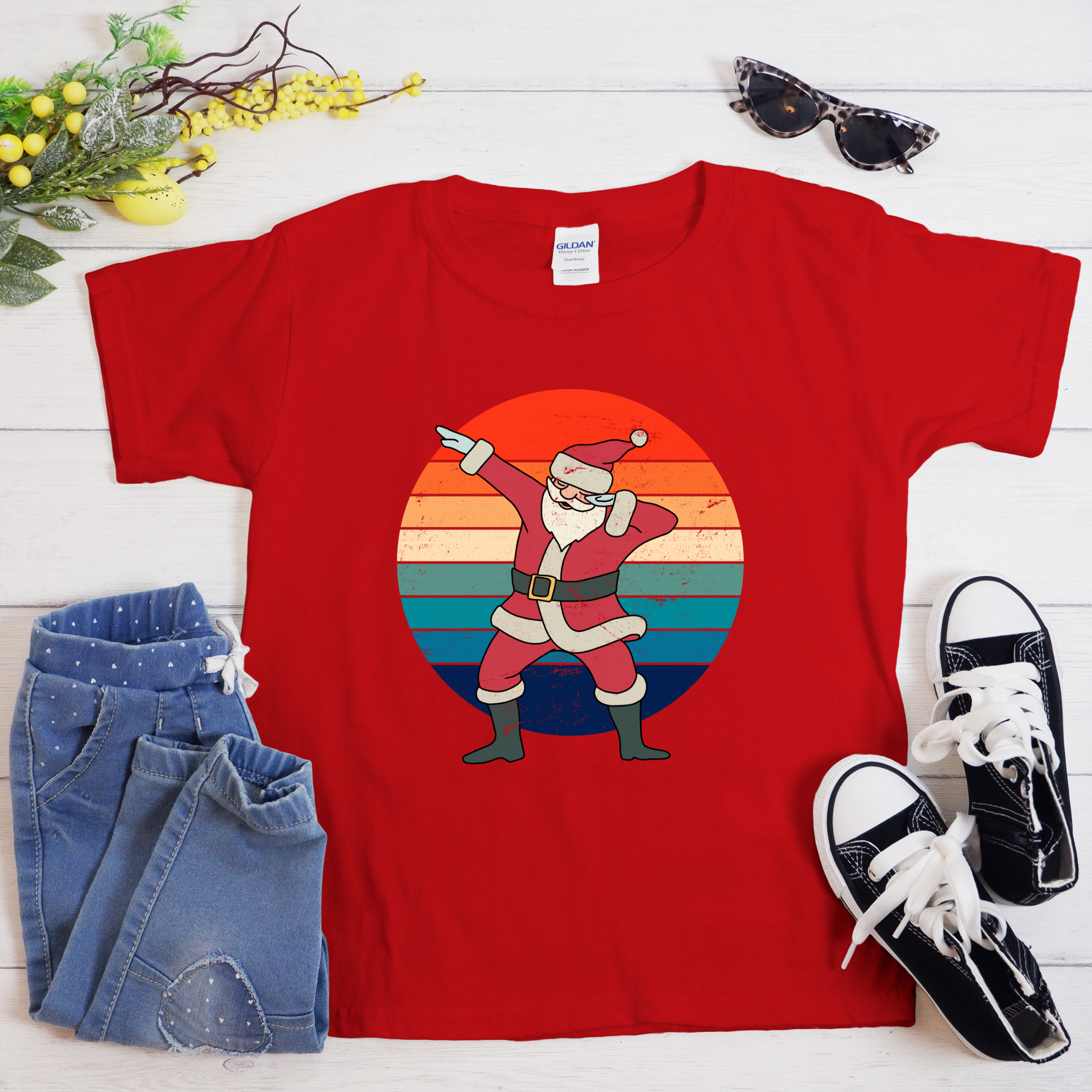 TRICOU ROSU COPII "DABBING SANTA"
