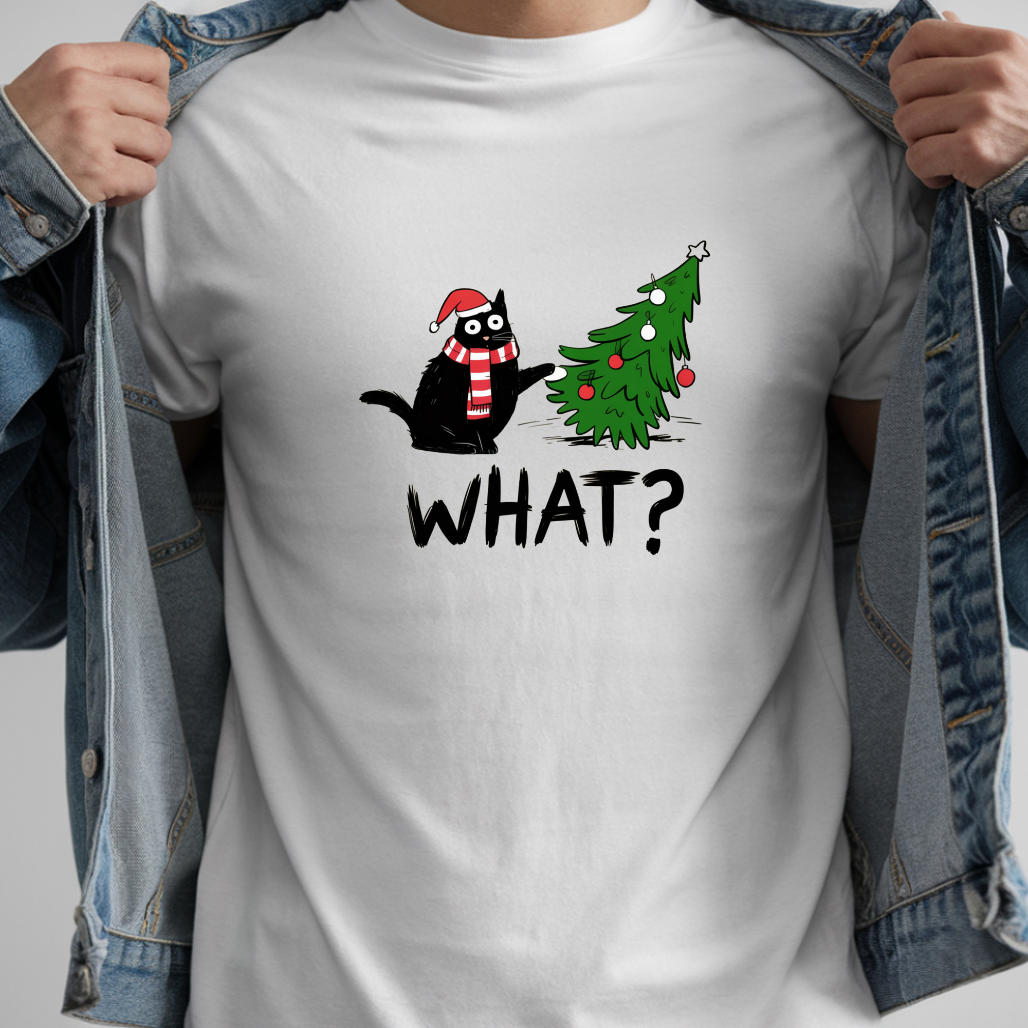 TRICOU L ALB UNISEX "TROUBLE CAT"