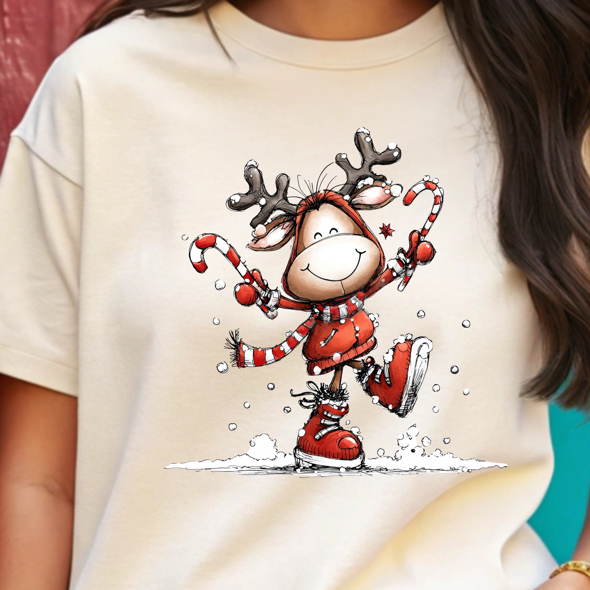 TRICOU ALB "GIRL REINDEER"