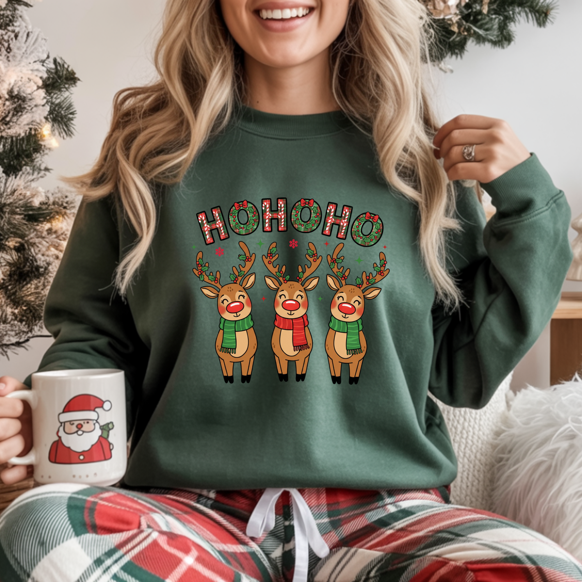 BLUZA VERDE "HO HO HO REINDEER"