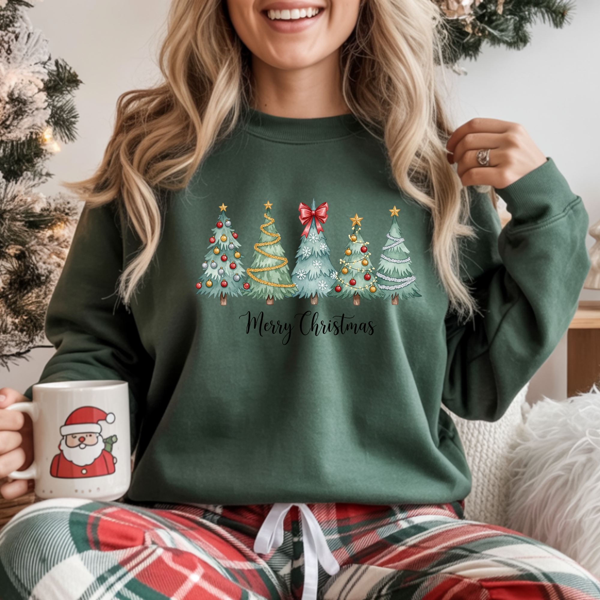 BLUZA VERDE "GREEN CHRISTMAS TREES"