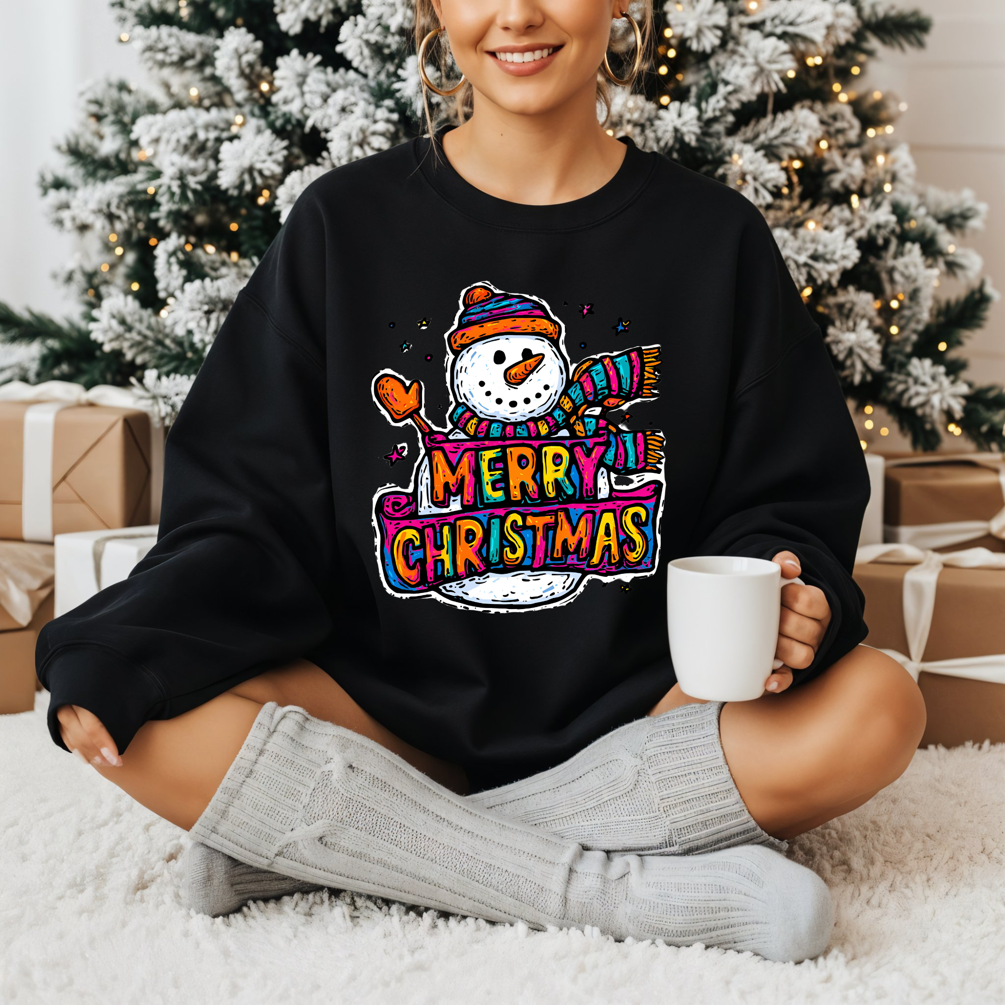 BLUZA NEAGRA "COLOR MERRY CHRISTMAS"