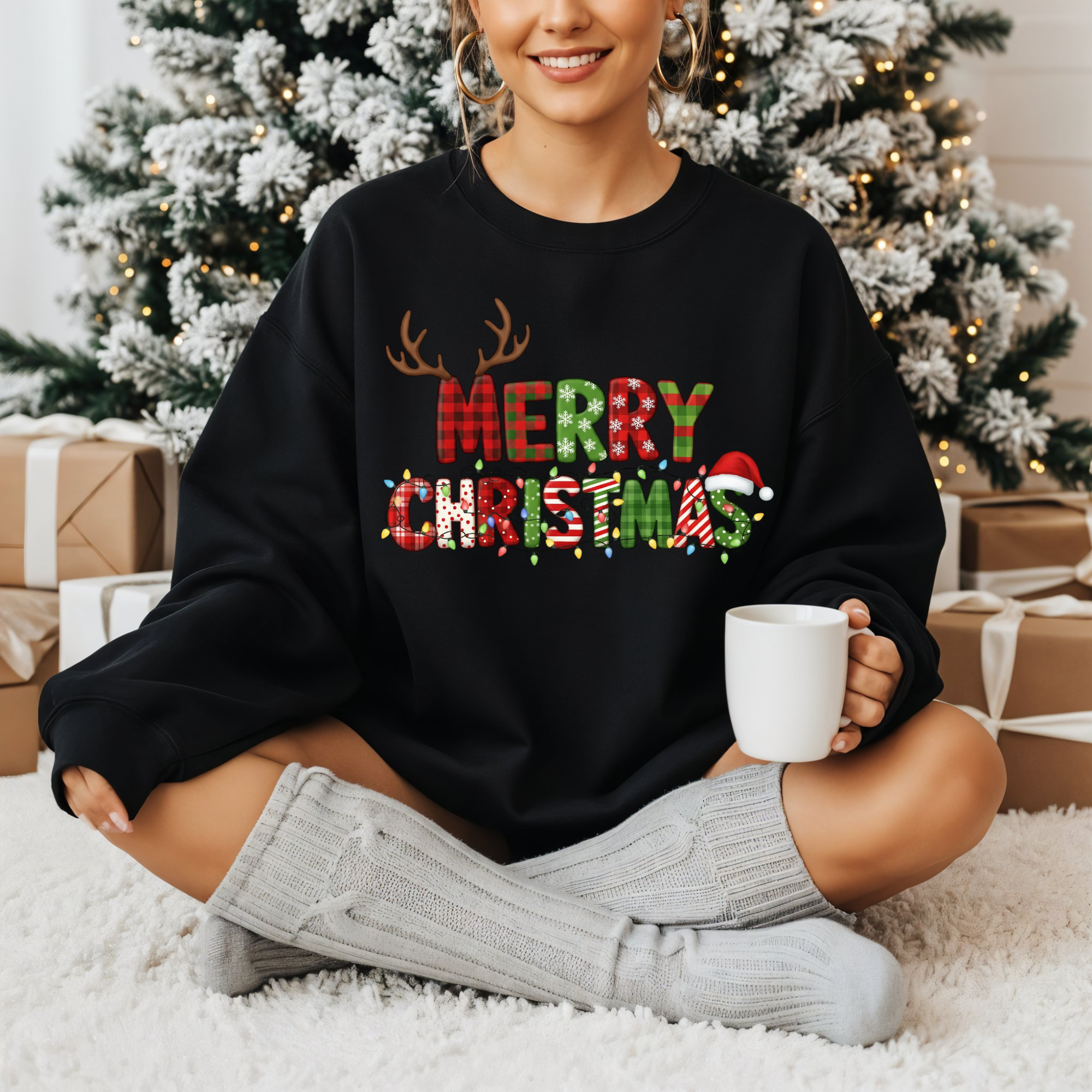 BLUZA NEAGRA "MERRY CHRISTMAS"