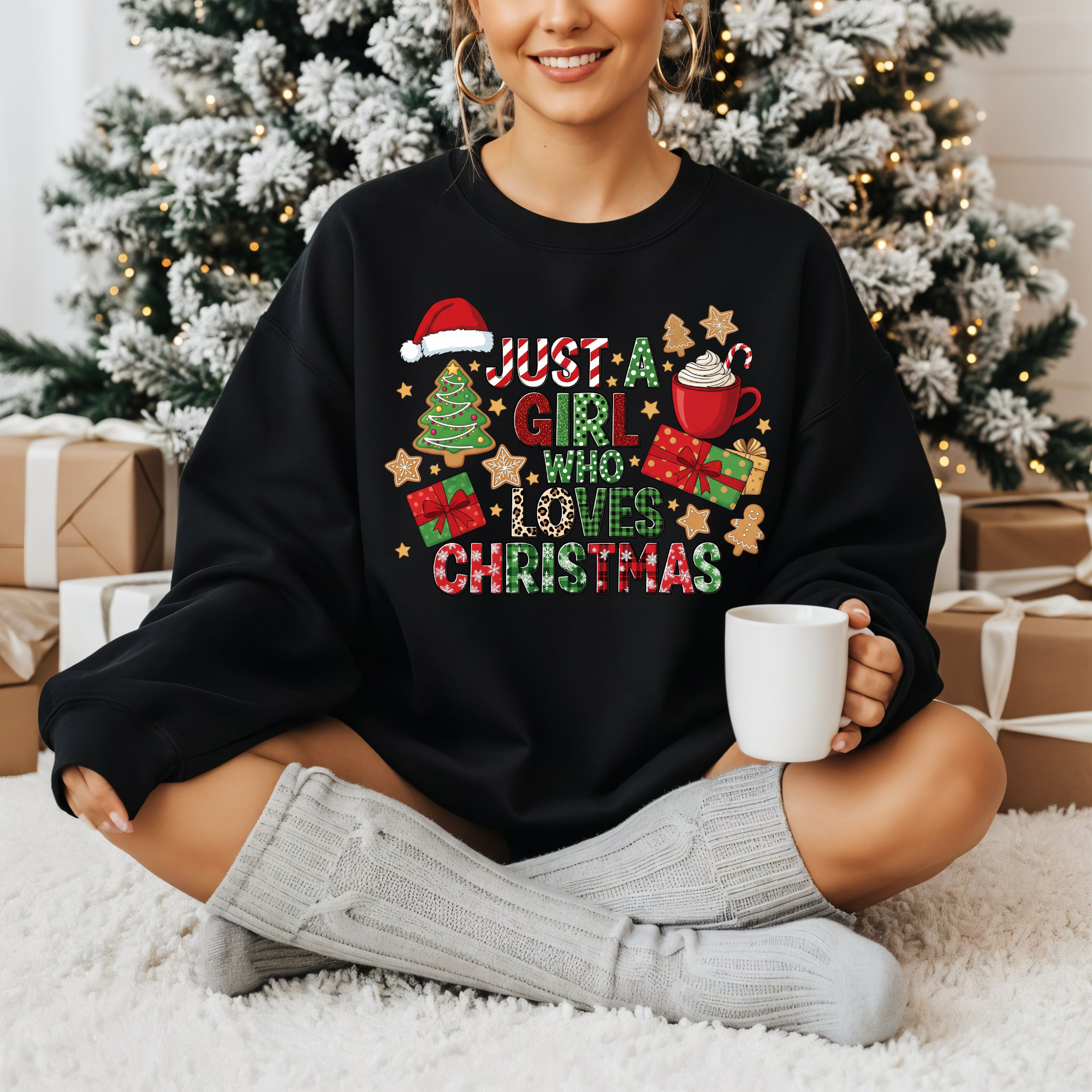 BLUZA NEAGRA "JUST A GIRL WHO LOVES CHRISTMAS"