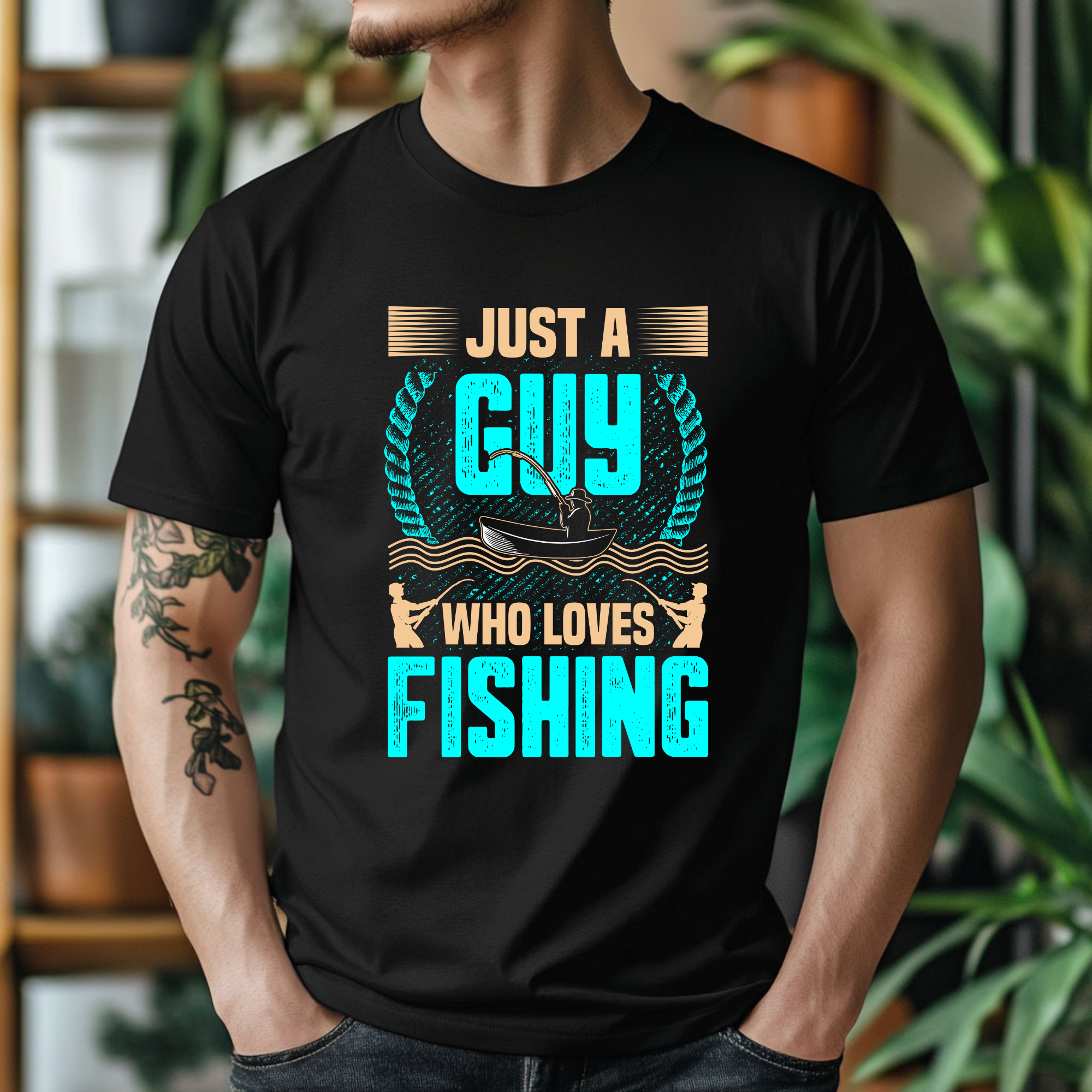 TRICOU NEGRU "JUST A GUY WHO LOVES FISHING"