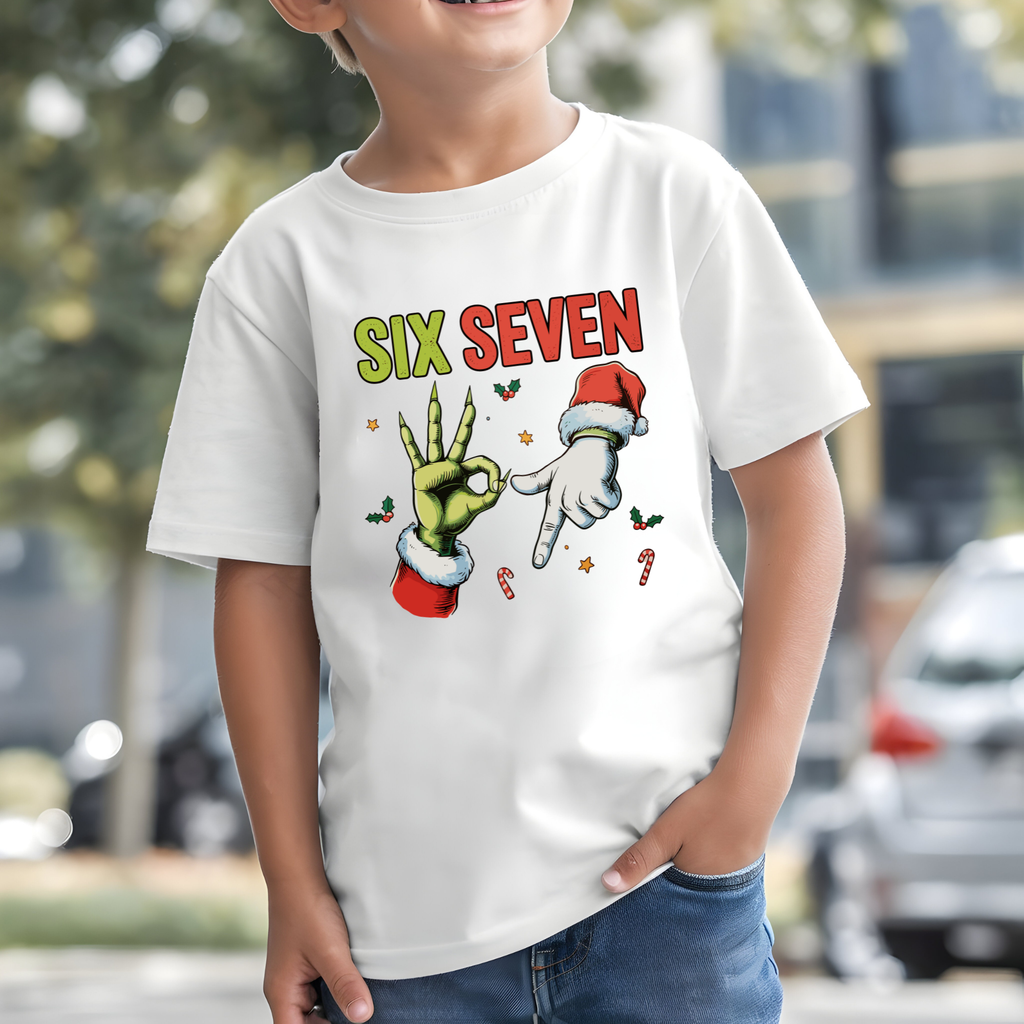 TRICOU ALB COPII "SIX SEVEN"