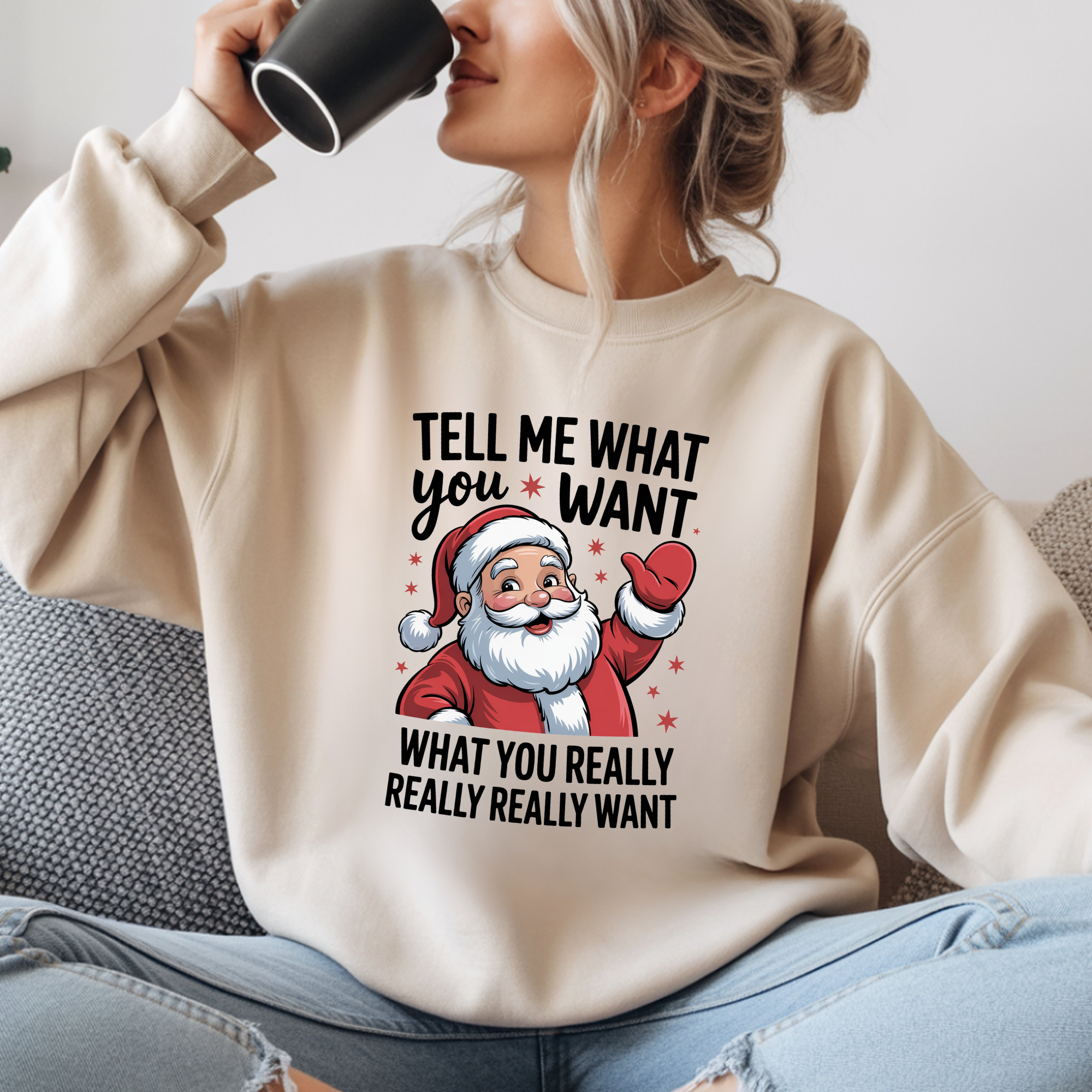 BLUZA BEIGE "TELL ME WHAT YOU WANT, WHAT YOU REALLY REALLY WANT"