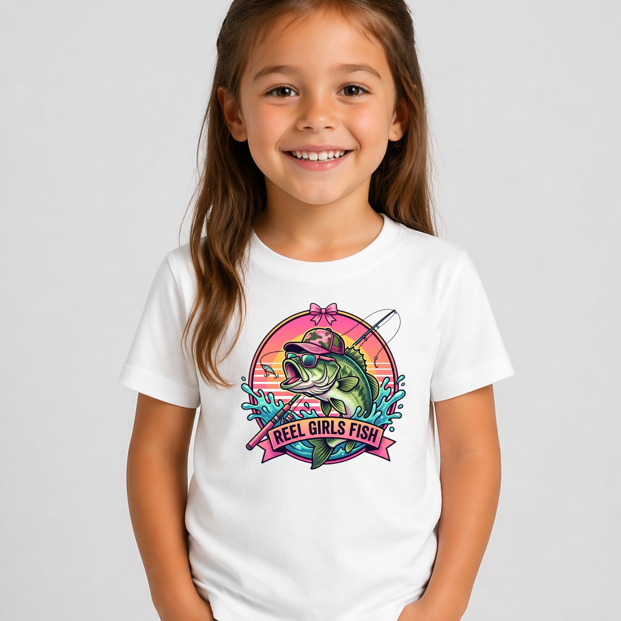 Tricou copii "reel Girls Fish"