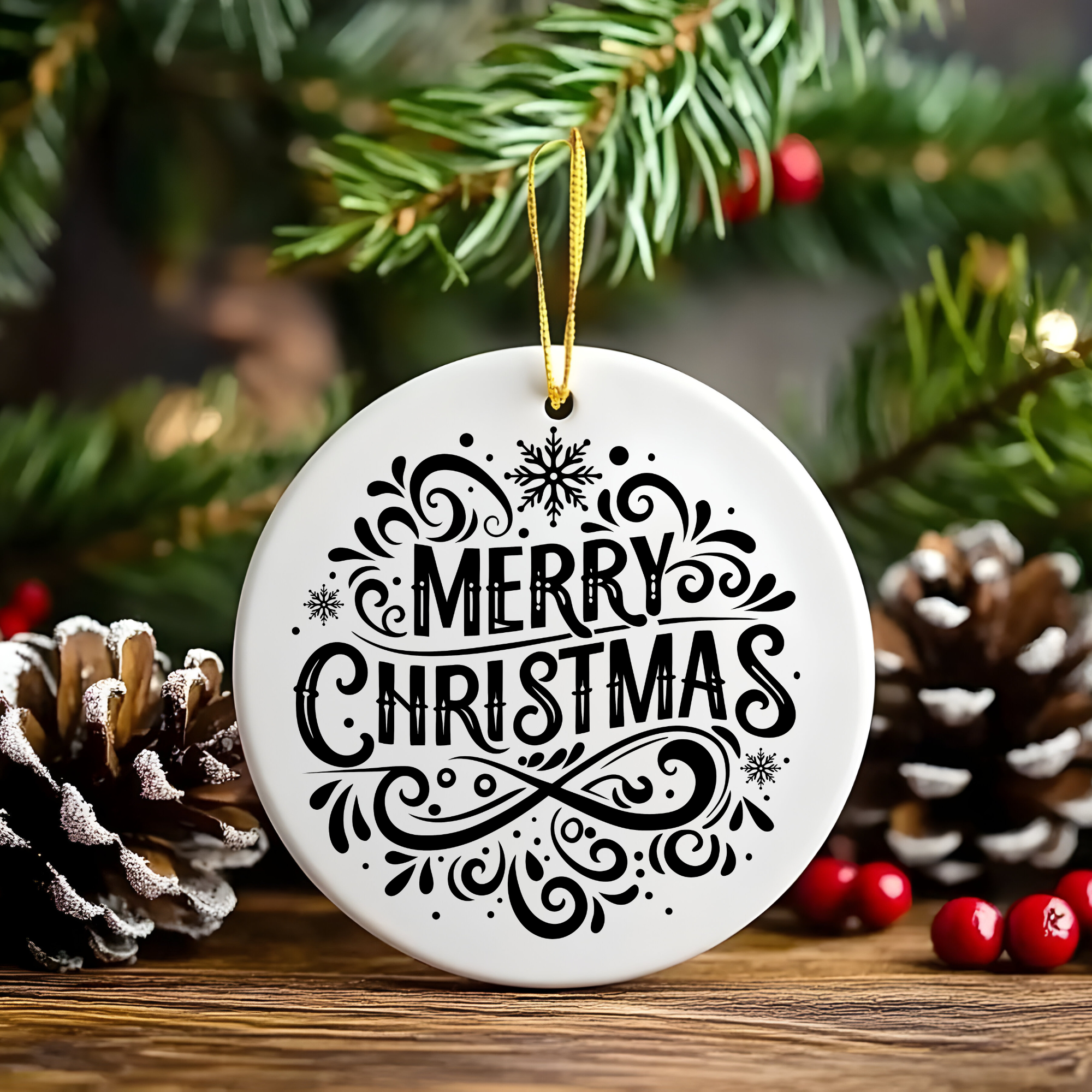 ORNAMENT BRAD "MERRY CHRISTMAS"