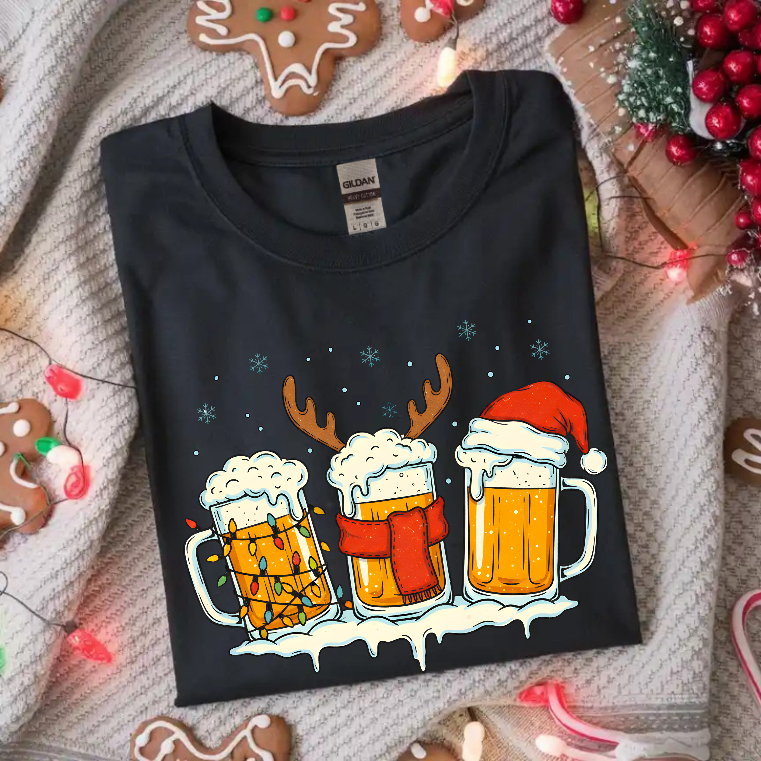 TRICOU "THREE BEERS" BUMBAC PREMIUM