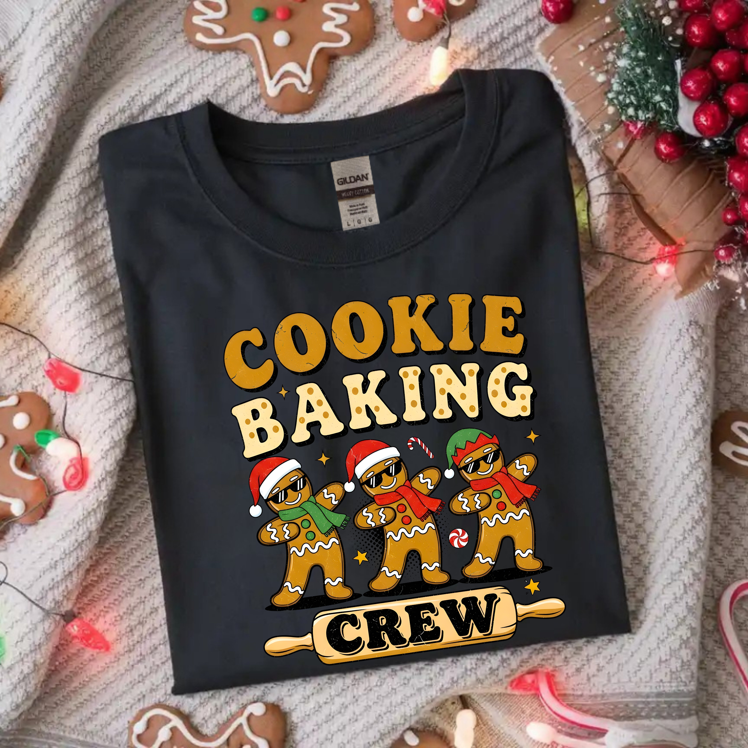 TRICOU NEGRU UNISEX "COOKIE BAKING CREW"