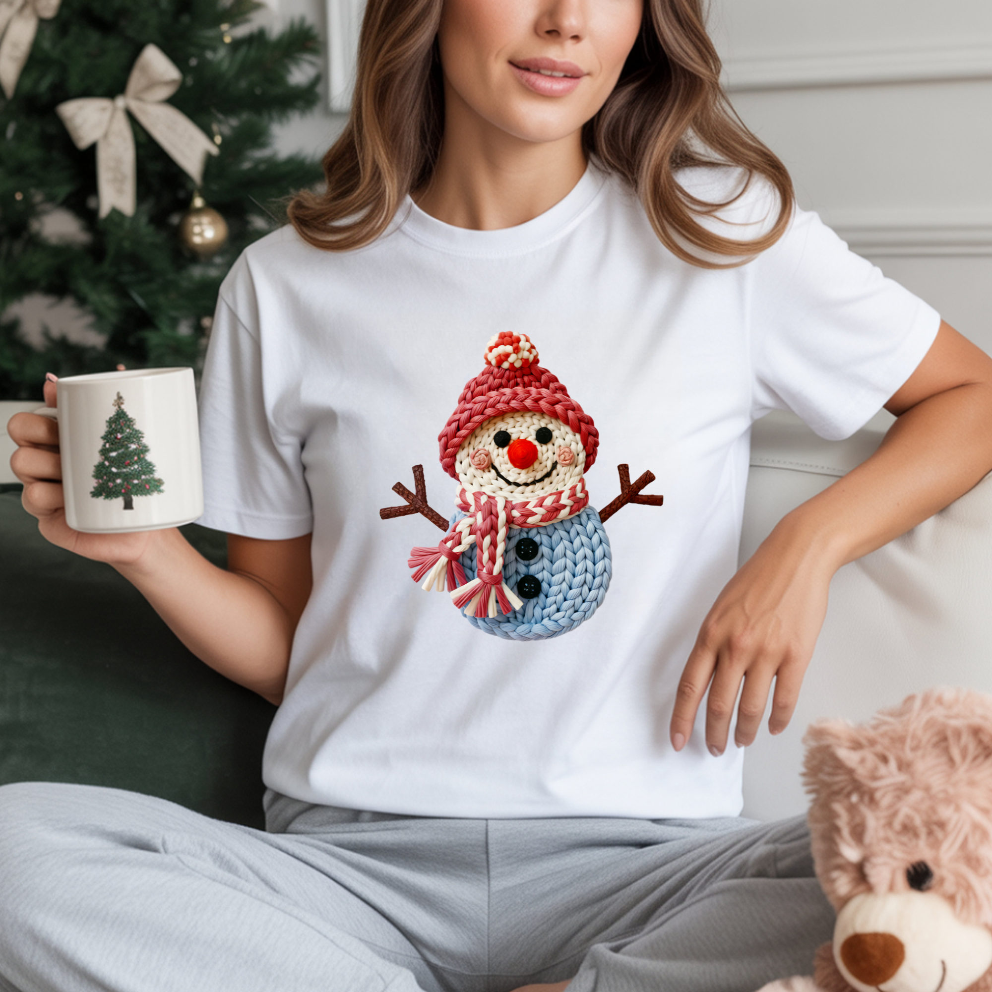 TRICOU ALB "FAUX SNOWMAN" PREMIUM