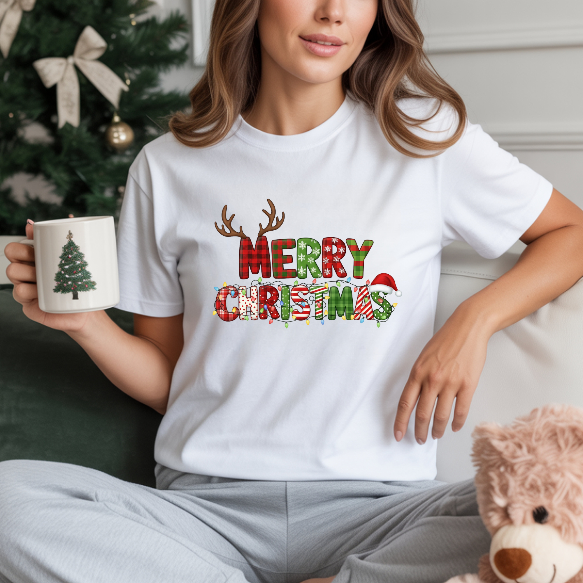 TRICOU ALB "MERRY CHRISTMAS" PREMIUM