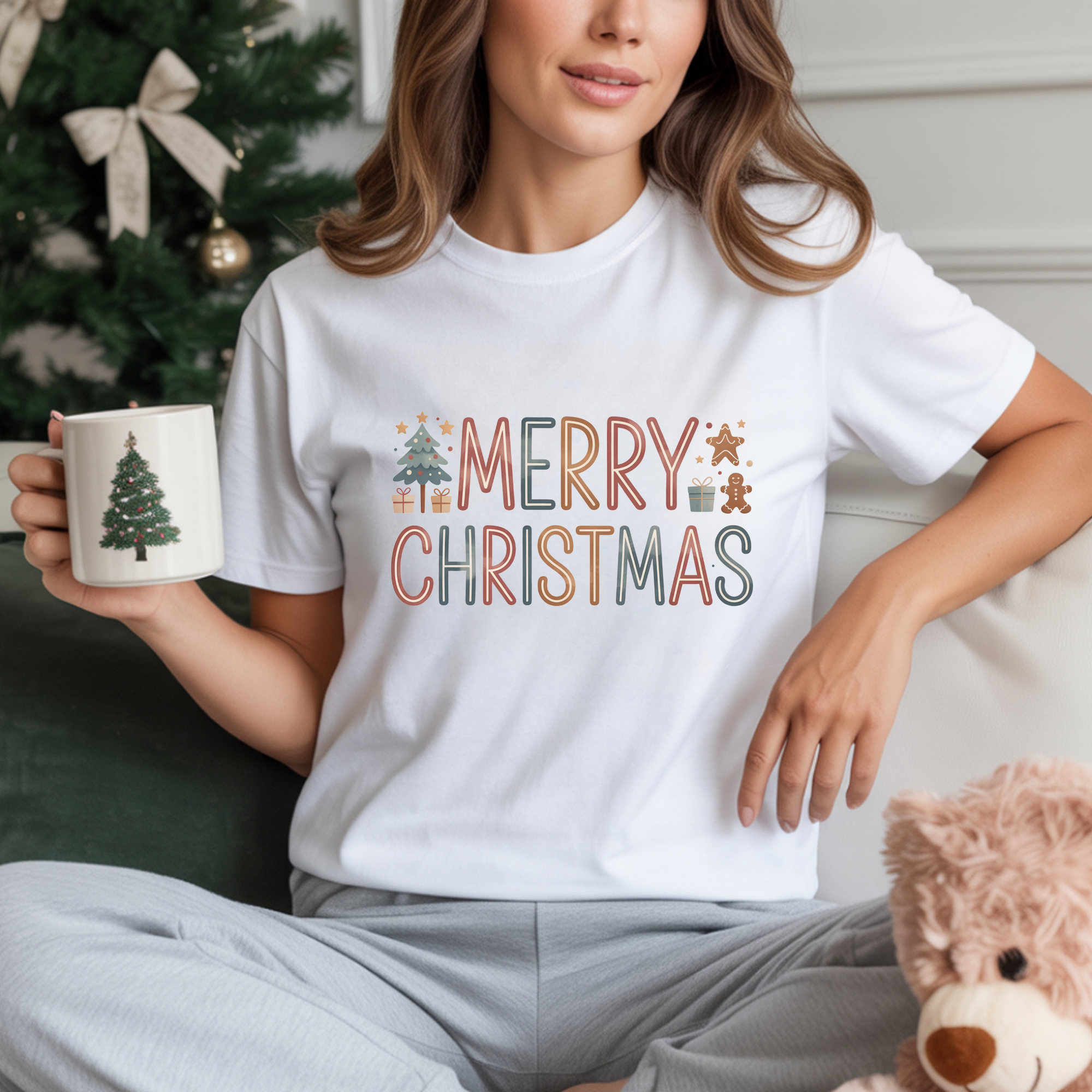 TRICOU ALB "MERRY CHRISTMAS" PREMIUM
