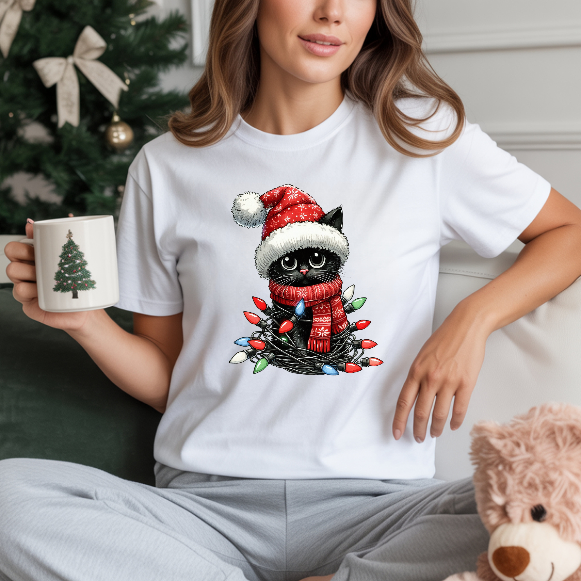 TRICOU ALB "CUTE KITTY" PREMIUM