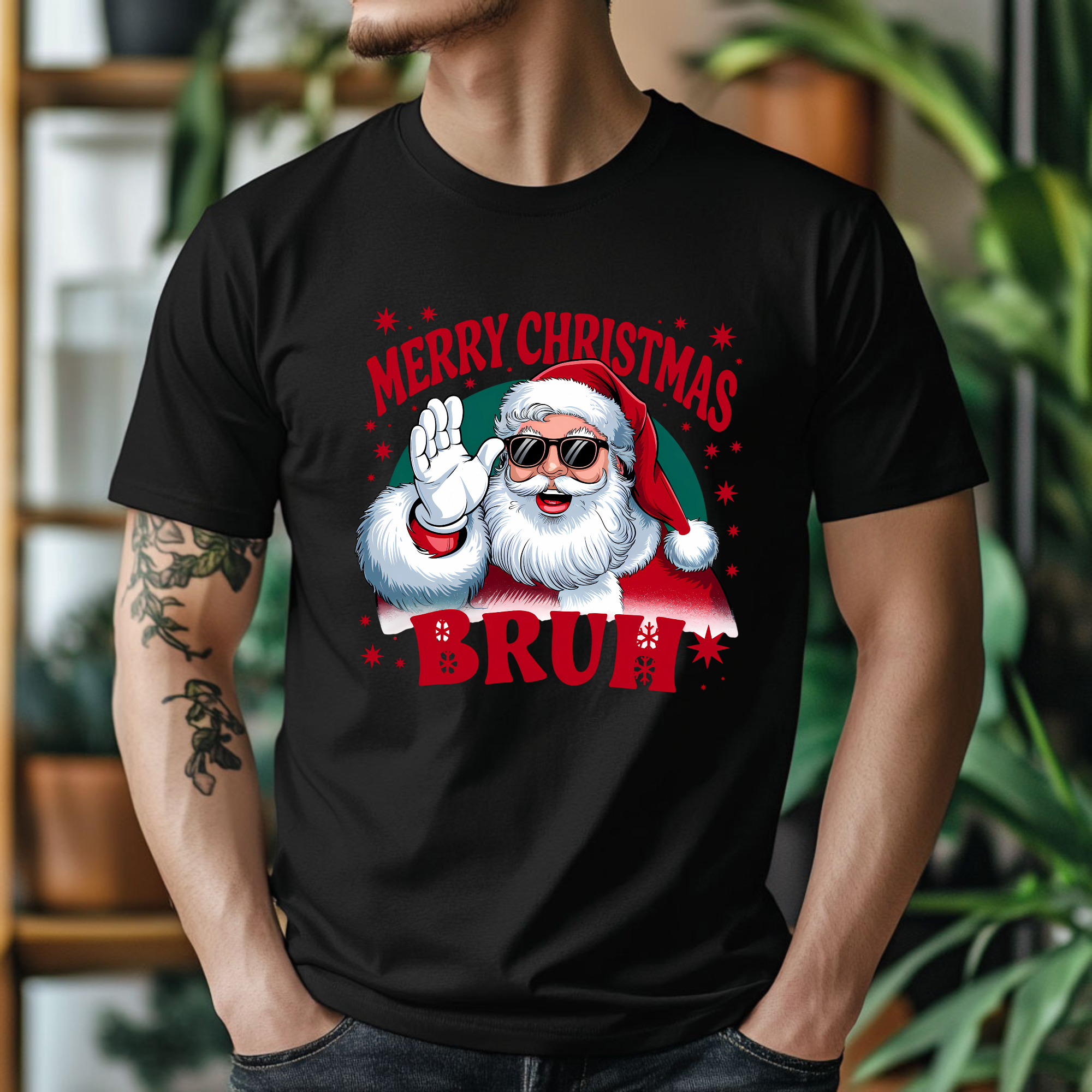 TRICOU NEGRU "MERRY CHRISTMAS, BRUH"