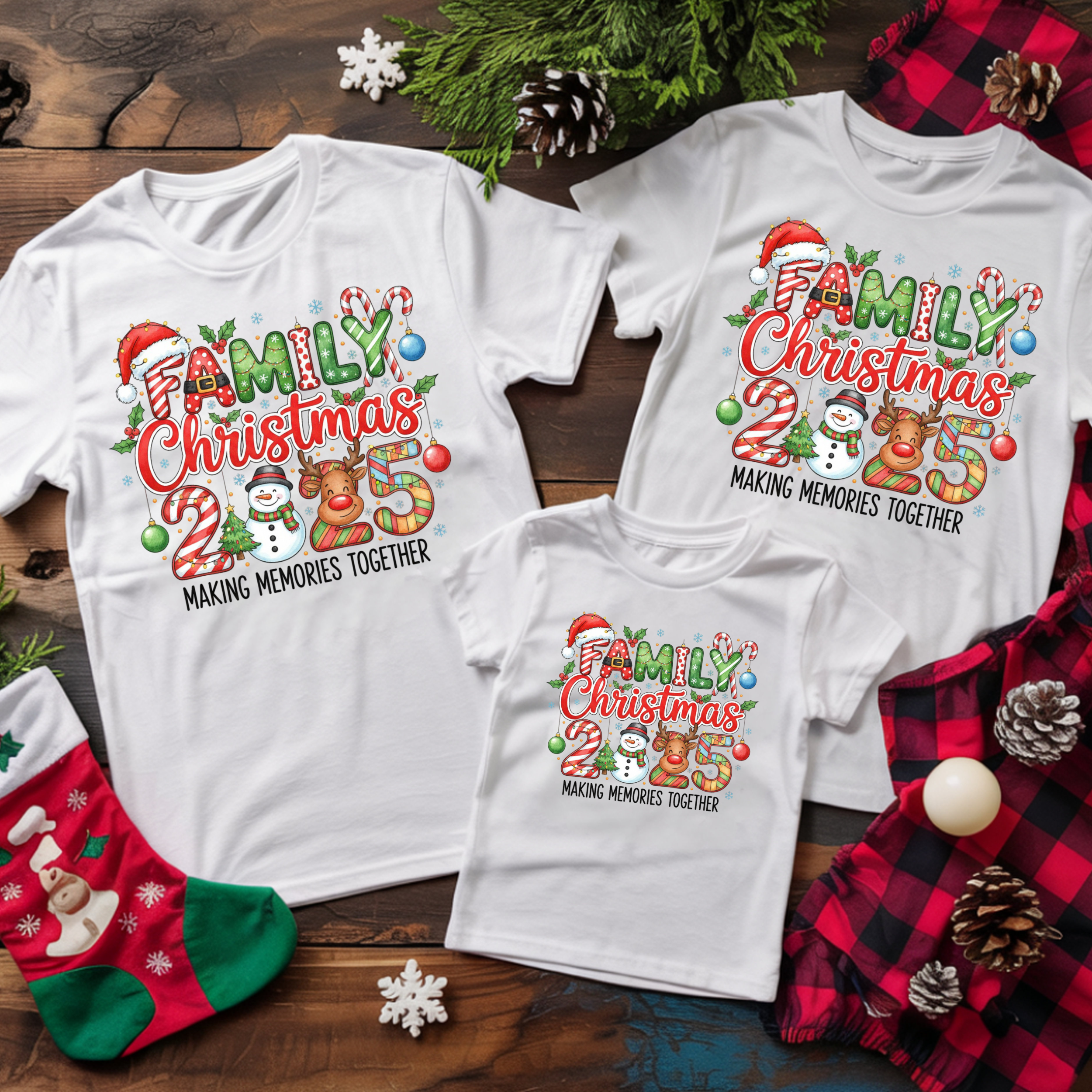 SET 3 TRICOURI "FAMILY CHRISTMAS 2025" (2 TRICOURI ADULT + 1 TRICOU COPIL)
