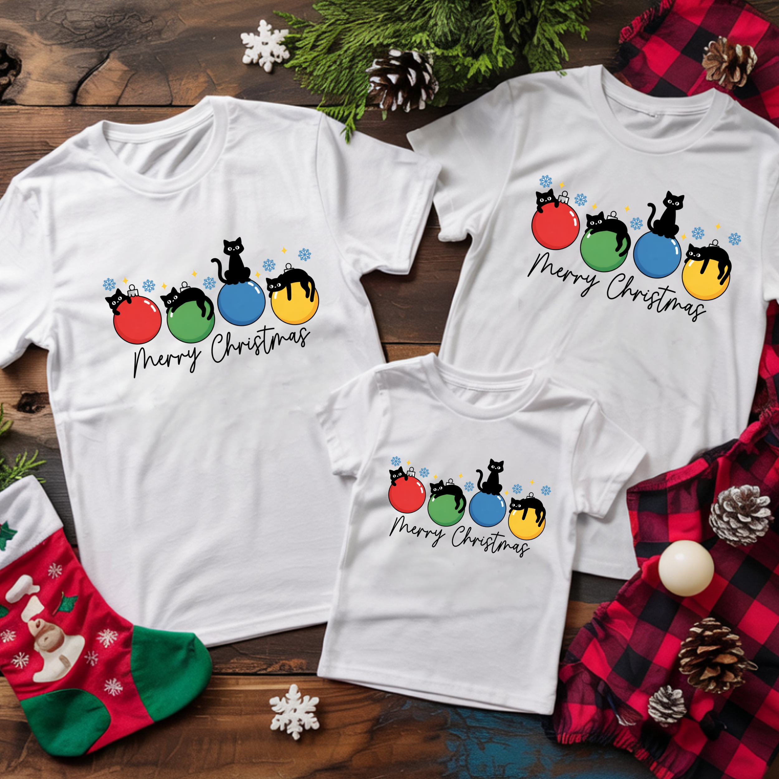 SET 3 TRICOURI "CRAZY KITTIES" ( 2 TRICOURI ADULT + 1 TRICOU COPIL)