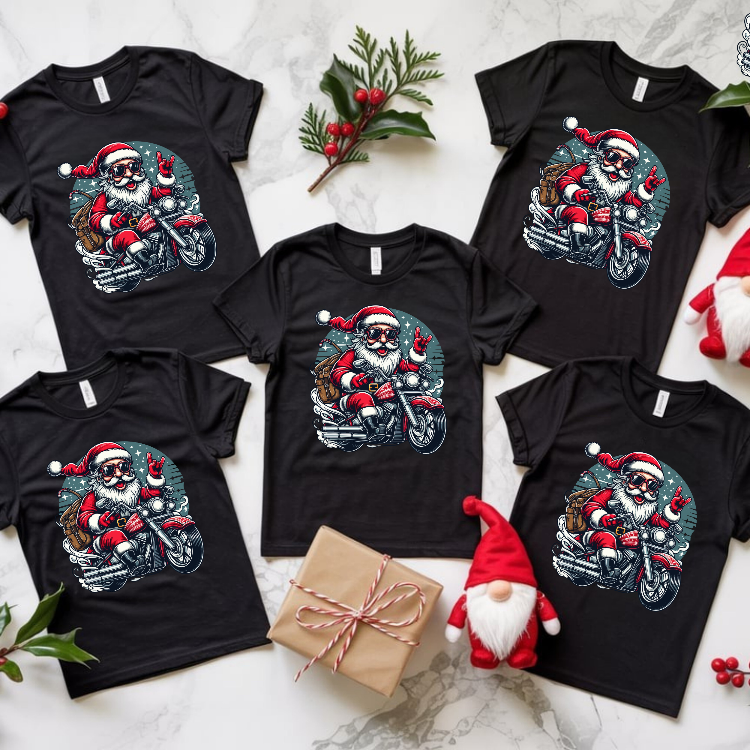 SET 5 TRICOURI "BIKER SANTA"